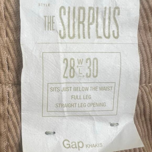 Gap corduroys Khakis corduroys men’s size 28x30 style: The Surplus NWT - Picture 3 of 8